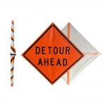 Roll Up Sign & Stand - 48 Inch Reflective Detour Ahead Roll Up Traffic Sign